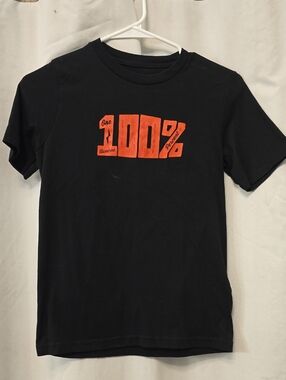 Kids Black Short-Sleeve Tee with Orange '100%' Graphic